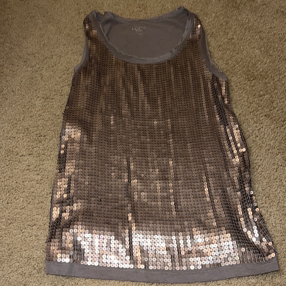 Ann Taylor Loft bronze sequin tank top